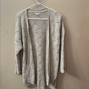 Maurices Beige Open-Knit Cardigan